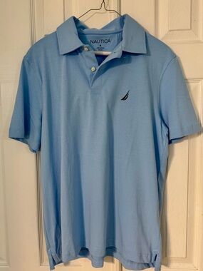 Nautica Men's Light Blue Polo Shirt- Medium
